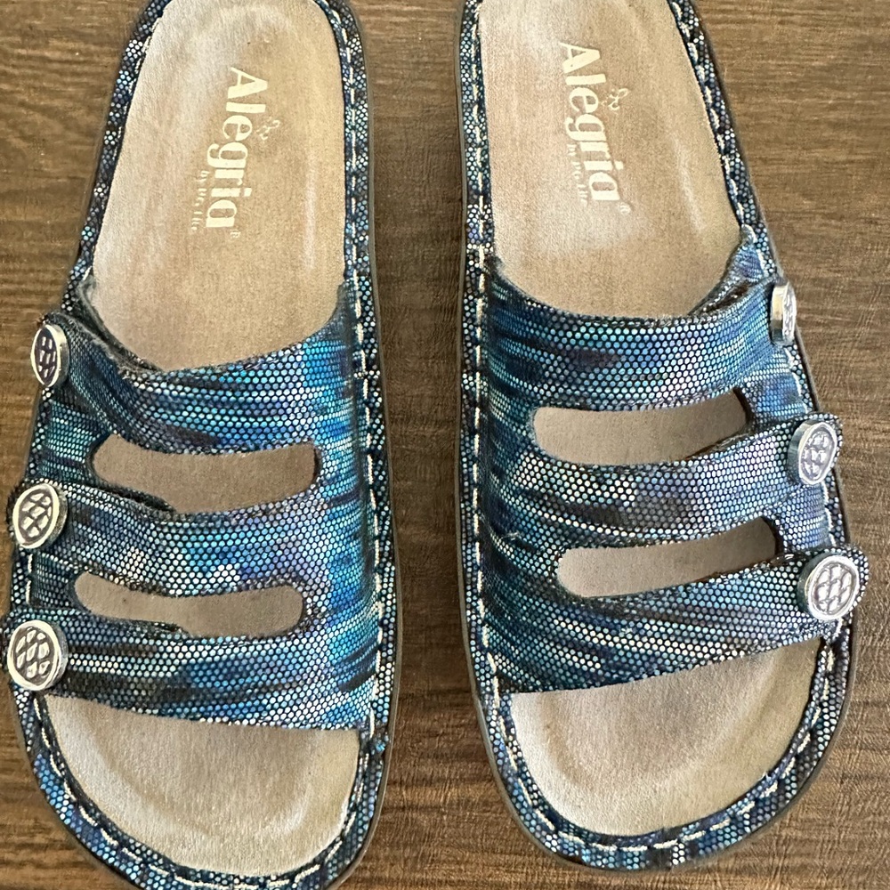 Alegria Women's Strappy Blue Sandals